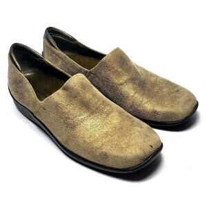 Donald J. Pliner Womens 8.5 N Loafers Slip on Gold Sparkled Leather Shoes #F29